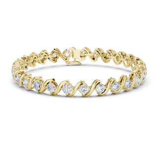 Front View: Round Diamond Tennis Bracelet with Prong Setting in 14k Yellow Gold - Lab Grown - Driona Jewels
