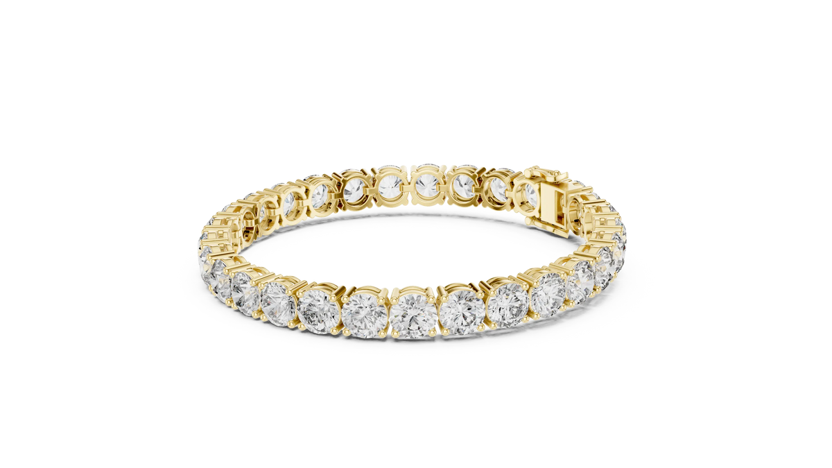 Front View: Round Diamond Tennis Bracelet with Prong Setting in 14k Yellow Gold - Lab Grown - Driona Jewels