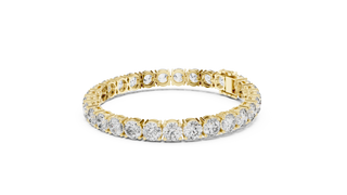 Front View: Round Diamond Tennis Bracelet with Prong Setting in 14k Yellow Gold - Lab Grown - Driona Jewels