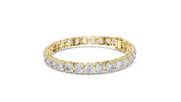 Front View: Round Diamond Tennis Bracelet with Prong Setting in 14k Yellow Gold - Lab Grown - Driona Jewels