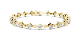 Front View: Round Diamond Tennis Bracelet with Prong Setting in 14k Yellow Gold - Lab Grown - Driona Jewels