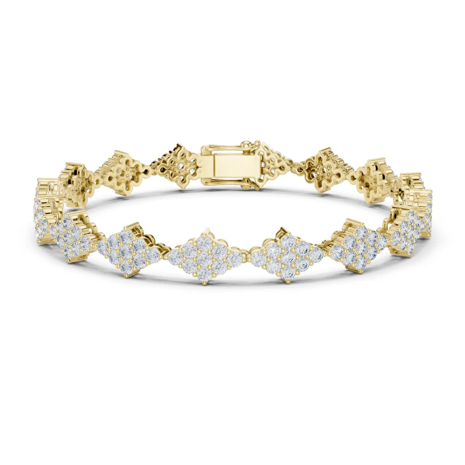Front View: Round Diamond Tennis Bracelet with Prong Setting in 14k Yellow Gold - Lab Grown - Driona Jewels