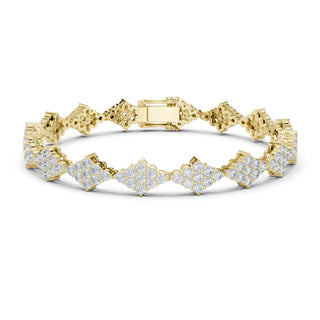 Front View: Round Diamond Tennis Bracelet with Prong Setting in 14k Yellow Gold - Lab Grown - Driona Jewels