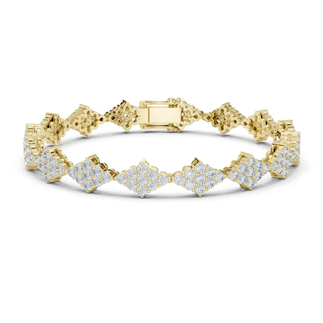Front View: Round Diamond Tennis Bracelet with Prong Setting in 14k Yellow Gold - Lab Grown - Driona Jewels