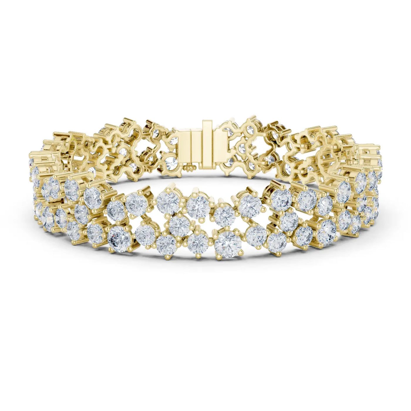 Front View: Round Diamond Tennis Bracelet with Prong Setting in 14k Yellow Gold - Lab Grown - Driona Jewels