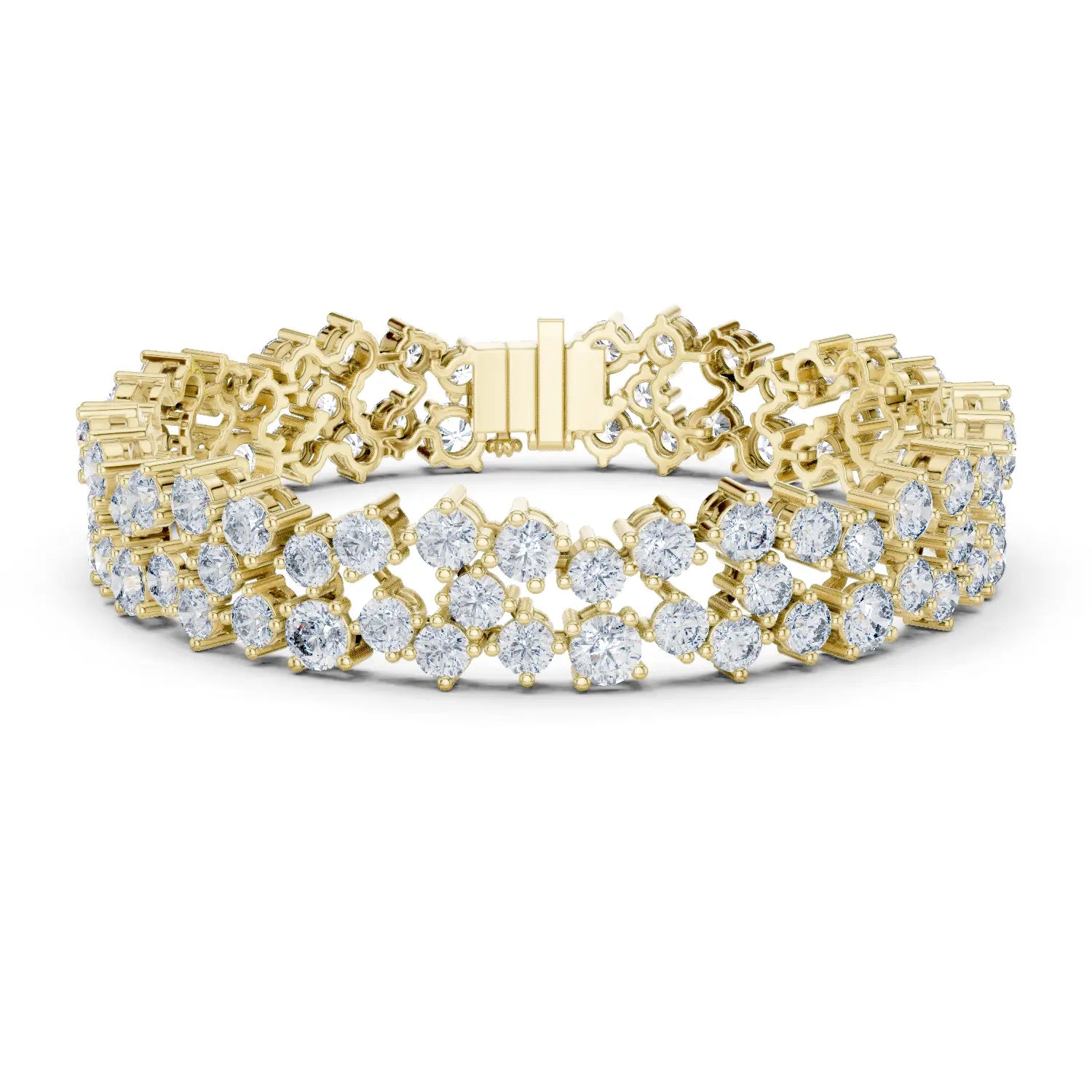 Front View: Round Diamond Tennis Bracelet with Prong Setting in 14k Yellow Gold - Lab Grown - Driona Jewels
