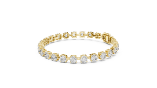 Front View: Round Diamond Tennis Bracelet with Prong Setting in 14k Yellow Gold - Lab Grown - Driona Jewels