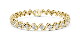 Front View: Round Diamond Tennis Bracelet with Prong Setting in 14k Yellow Gold - Lab Grown - Driona Jewels