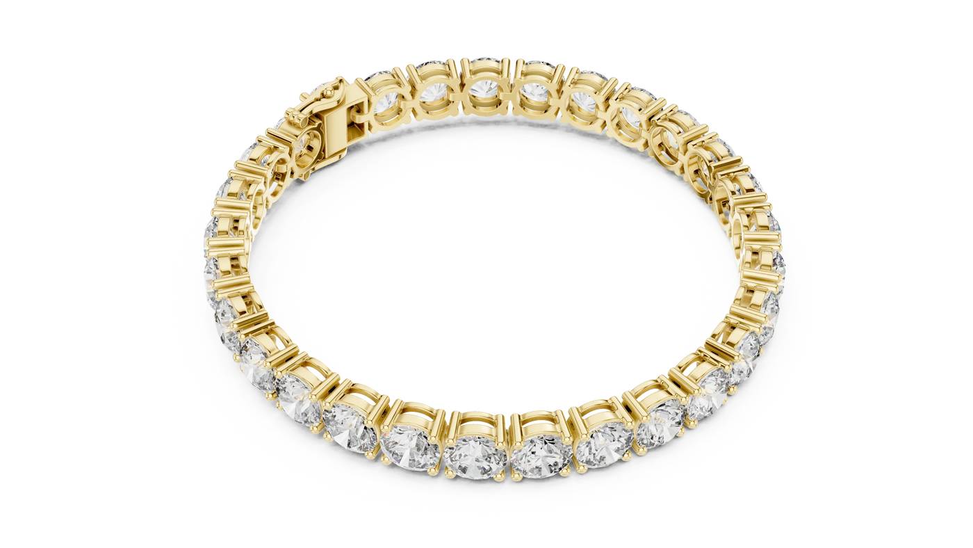 Top View: Round Diamond Tennis Bracelet with Prong Setting in 14k Yellow Gold - Lab Grown - Driona Jewels