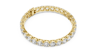 Top View: Round Diamond Tennis Bracelet with Prong Setting in 14k Yellow Gold - Lab Grown - Driona Jewels
