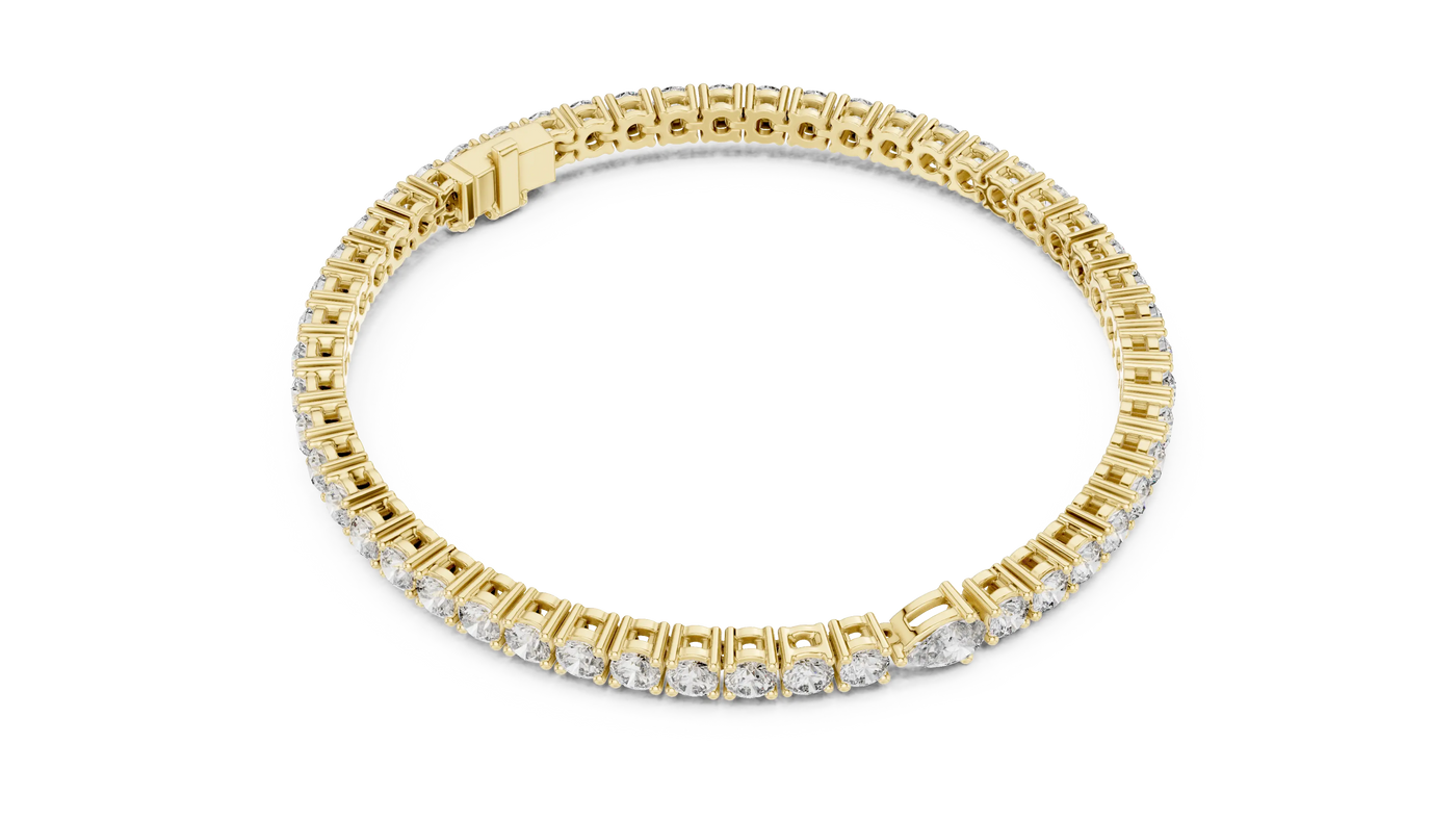 Top View: Round Diamond Tennis Bracelet with Prong Setting in 14k Yellow Gold - Lab Grown - Driona Jewels