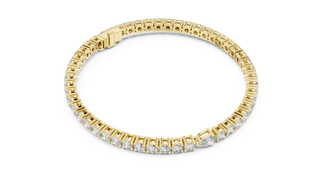 Top View: Round Diamond Tennis Bracelet with Prong Setting in 14k Yellow Gold - Lab Grown - Driona Jewels