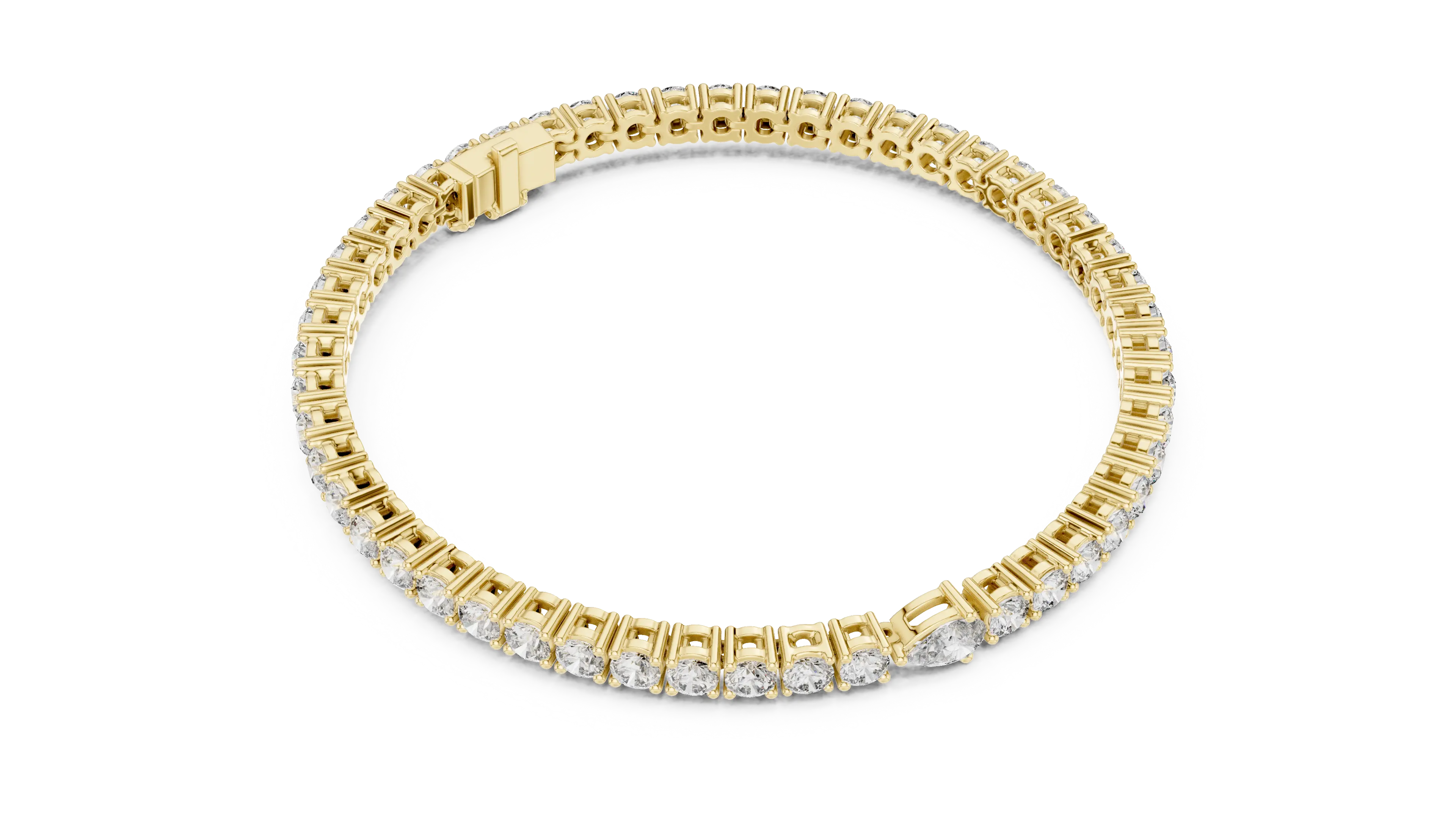 Top View: Round Diamond Tennis Bracelet with Prong Setting in 14k Yellow Gold - Lab Grown - Driona Jewels