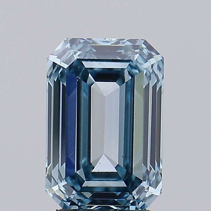 2.04 carat fancy intense greenish blue emerald lab grown diamond VS1 clarity