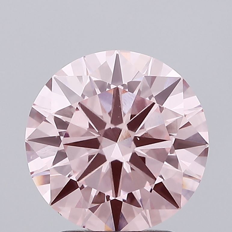 2.12 carat fancy intense pink round lab grown diamond VS1 clarity