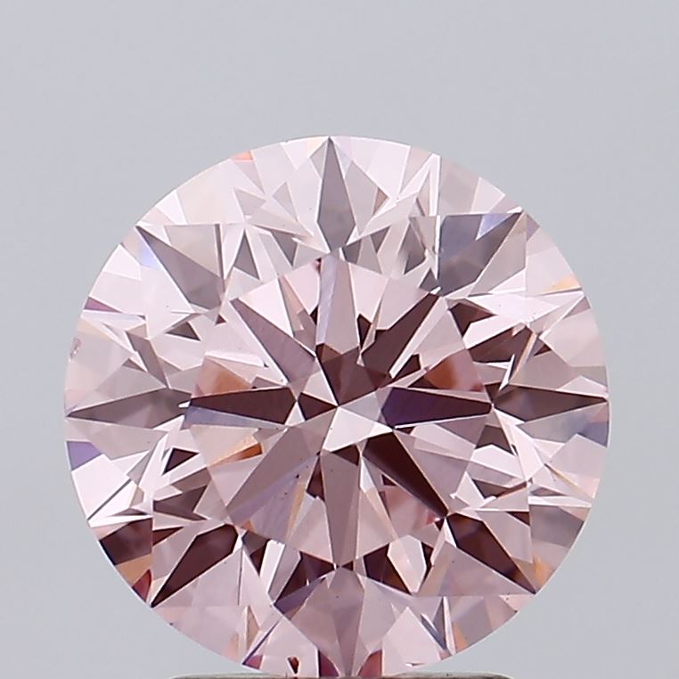 2.90 carat fancy intense pink round lab grown diamond VS2 clarity