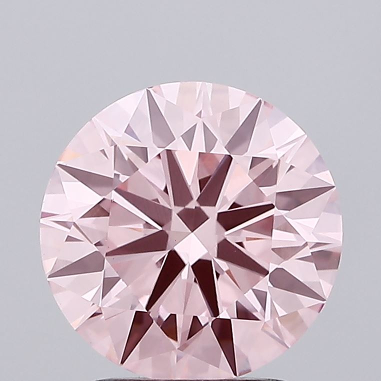 2.09 carat fancy vivid pink round lab grown diamond VS1 clarity