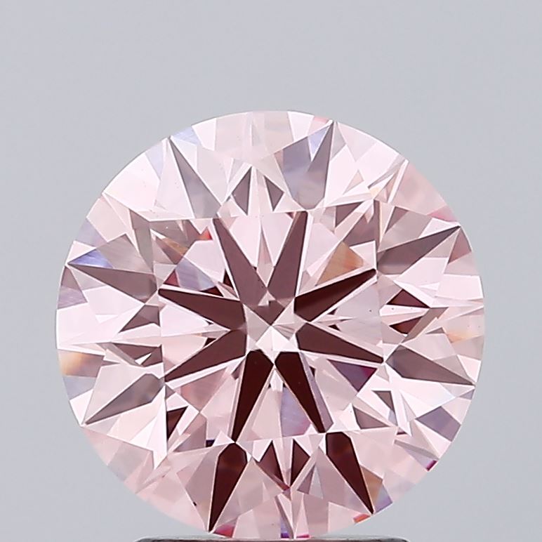 2.88 carat fancy intense pink round lab grown diamond VS1 clarity
