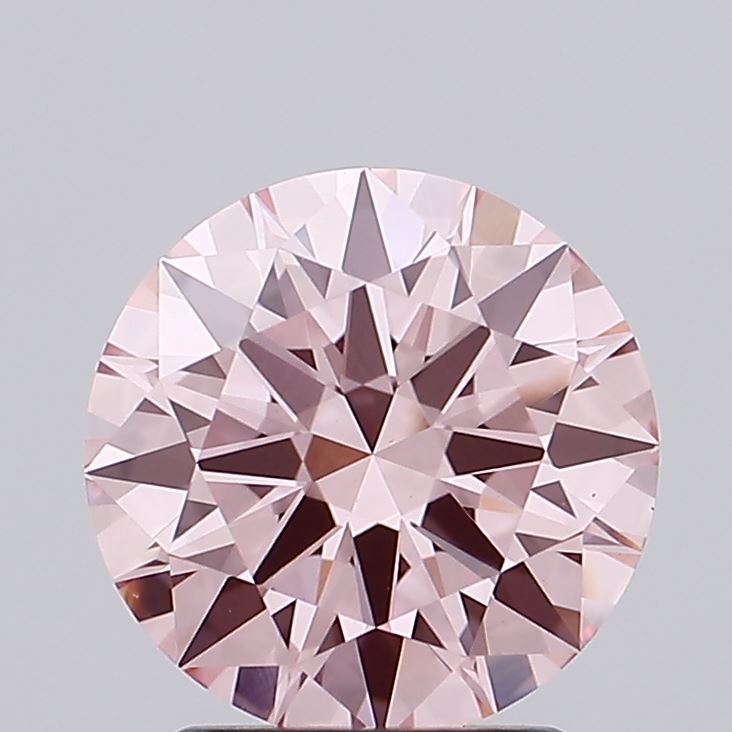 2.11 carat fancy intense pink round lab grown diamond VS1 clarity