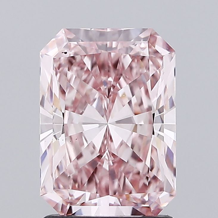 1.73 carat fancy intense pink radiant lab grown diamond VS1 clarity