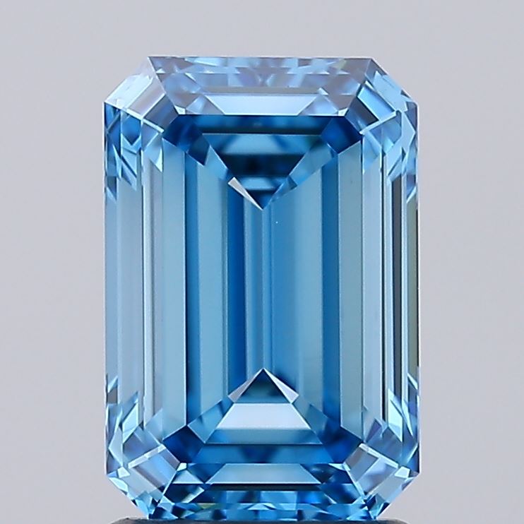 2.02 carat fancy vivid blue emerald lab grown diamond VS1 clarity
