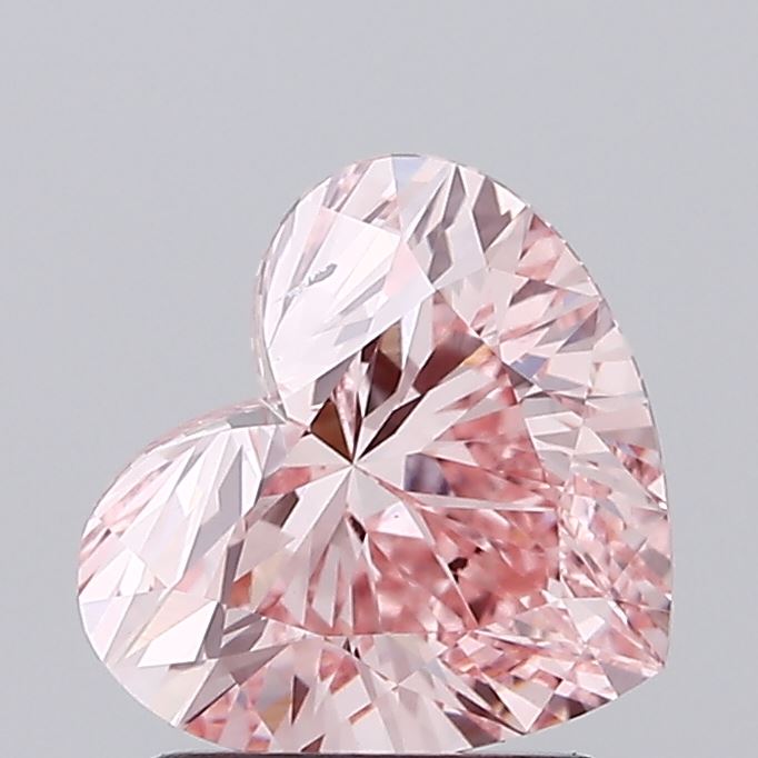 1.56 carat fancy intense pink heart lab grown diamond VS2 clarity