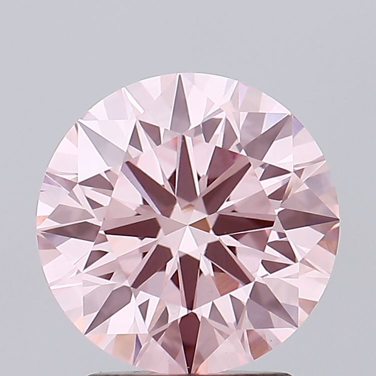 2.31 carat fancy intense pink round lab grown diamond VS1 clarity