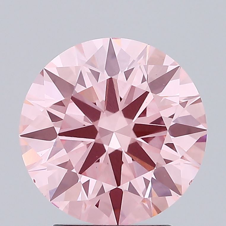 2.81 carat fancy intense pink round lab grown diamond VS1 clarity