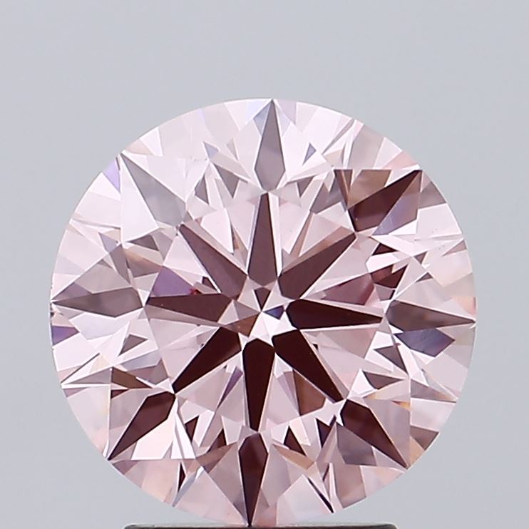 2.96 carat fancy intense pink round lab grown diamond VS1 clarity