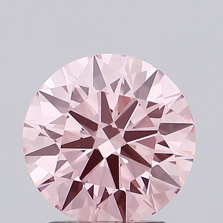 2.01 carat fancy vivid pink round lab grown diamond VS1 clarity
