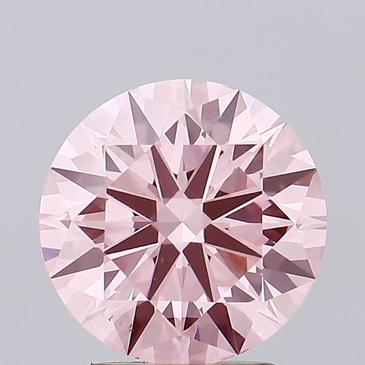 2.46 carat fancy vivid pink round lab grown diamond VS1 clarity