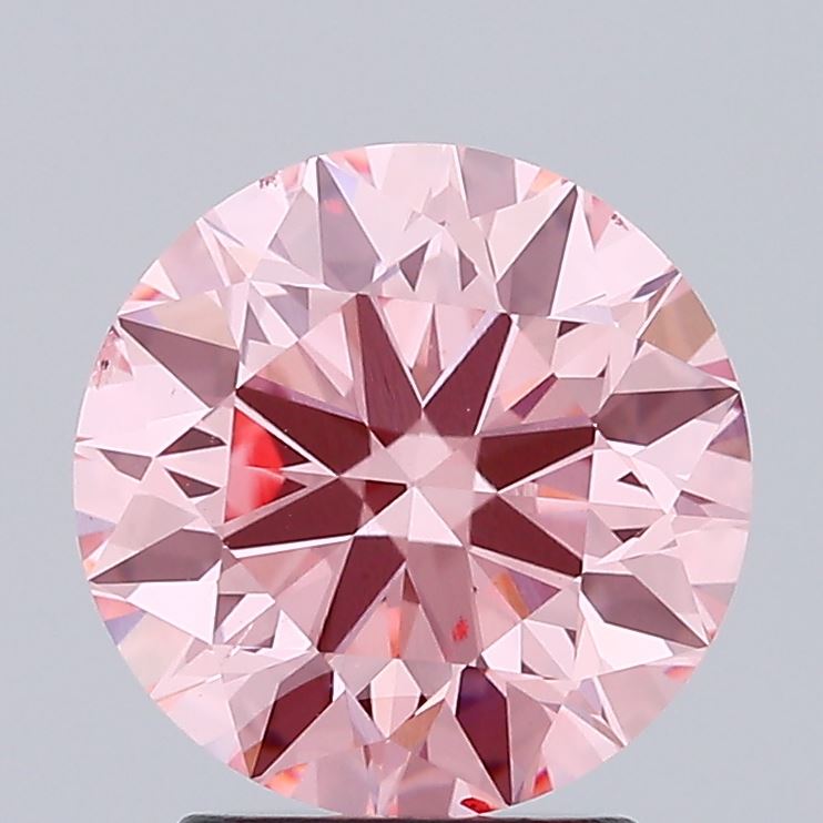 2.53 carat fancy vivid pink round lab grown diamond SI1 clarity