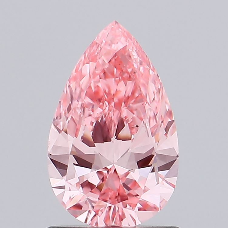0.95 carat fancy vivid pink pear lab grown diamond VS2 clarity