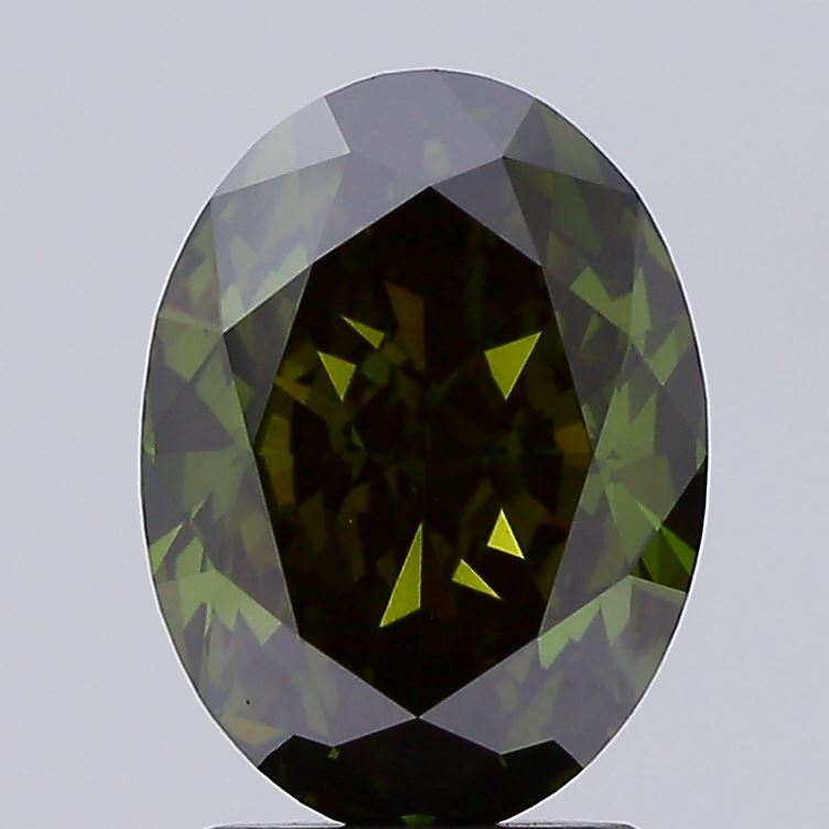 2.54 carat fancy deep green oval lab grown diamond VS1 clarity
