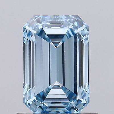 0.92 carat fancy intense blue emerald lab grown diamond VVS2 clarity