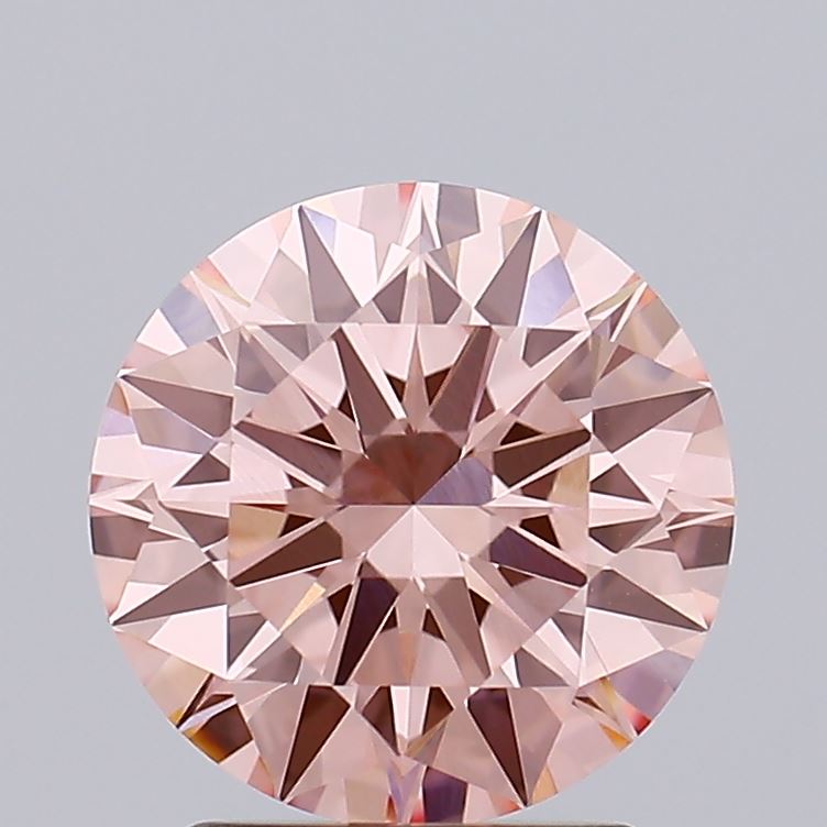 2.18 carat fancy intense pink round lab grown diamond VVS2 clarity