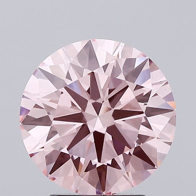 3.01 carat fancy vivid pink round lab grown diamond VS1 clarity