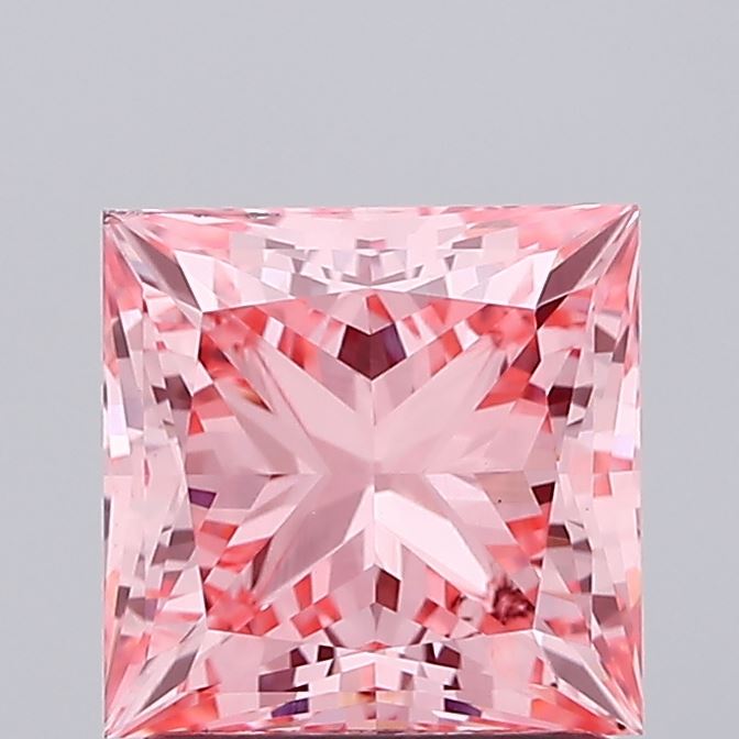 1.83 carat fancy vivid pink princess lab grown diamond VS2 clarity