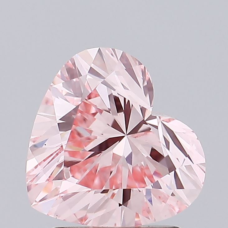 1.88 carat fancy intense pink heart lab grown diamond VS1 clarity