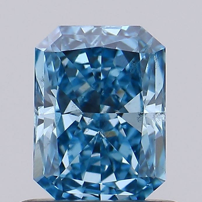 0.70 carat fancy vivid blue radiant lab grown diamond SI1 clarity