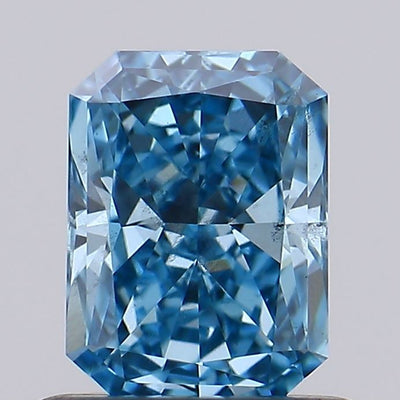 0.70 carat fancy vivid blue radiant lab grown diamond SI1 clarity