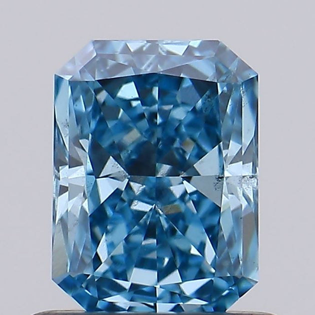 0.70 carat fancy vivid blue radiant lab grown diamond SI1 clarity