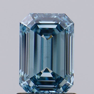1.52 carat fancy vivid greenish blue emerald lab grown diamond VS2 clarity