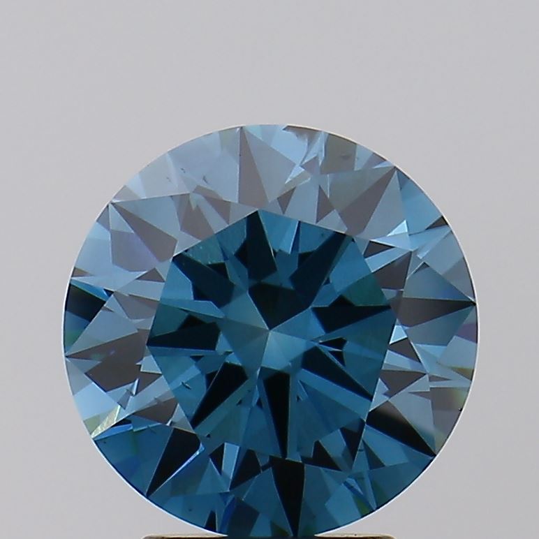 3.04 carat fancy vivid greenish blue round lab grown diamond VS2 clarity