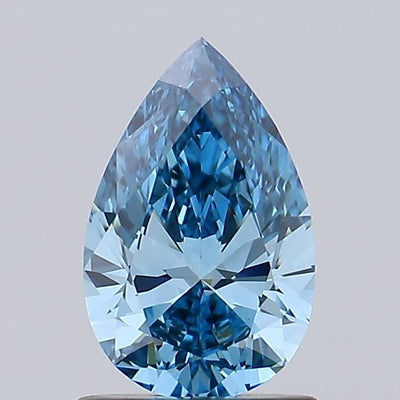 0.98 carat fancy vivid blue pear lab grown diamond VVS2 clarity