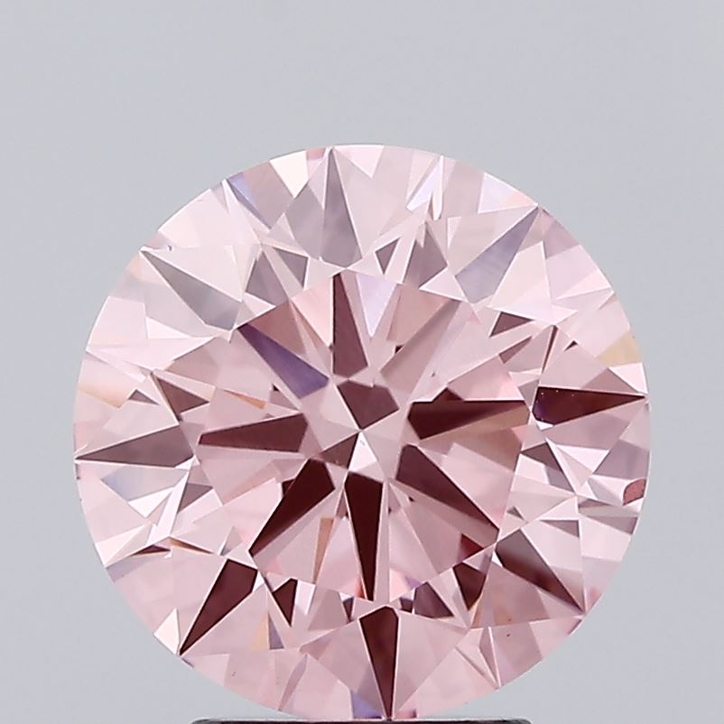 3.51 carat fancy vivid pink round lab grown diamond VS2 clarity