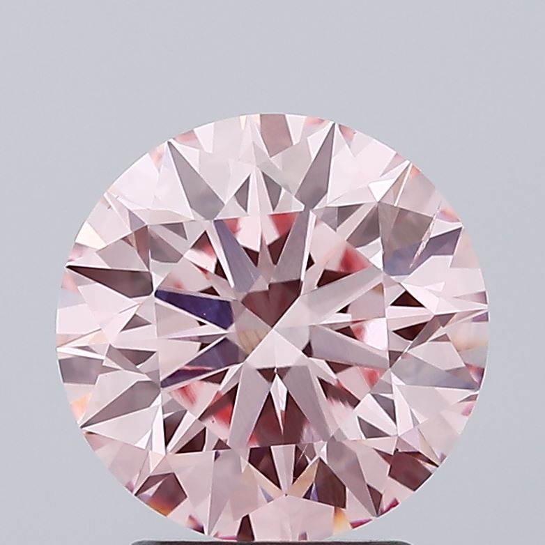 3.00 carat fancy intense pink round lab grown diamond SI1 clarity