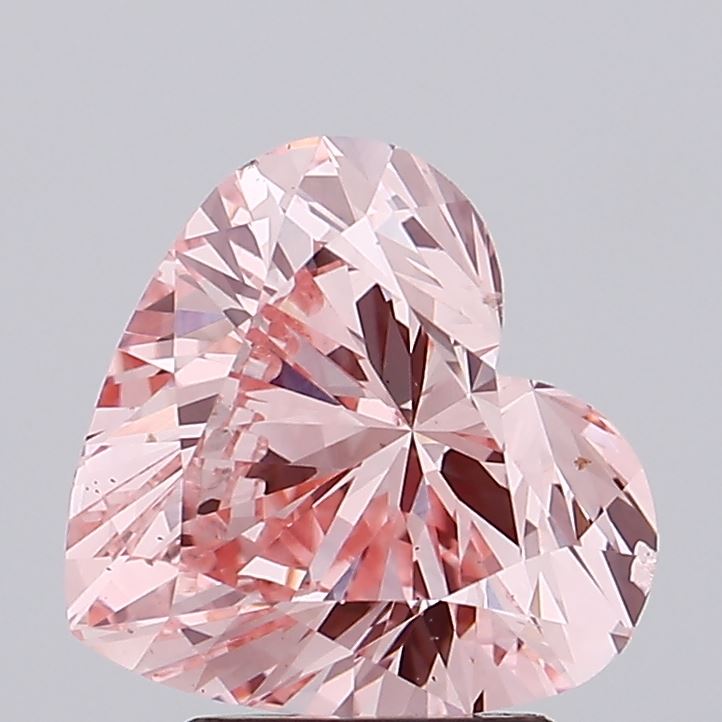 3.00 carat fancy intense pink heart lab grown diamond VS2 clarity