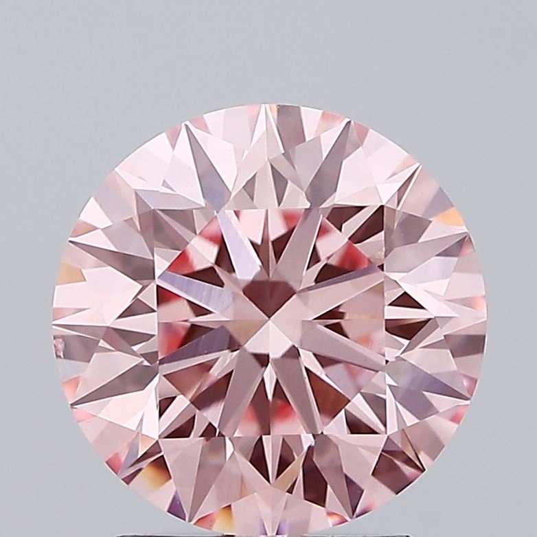 2.53 carat fancy intense pink round lab grown diamond VS2 clarity