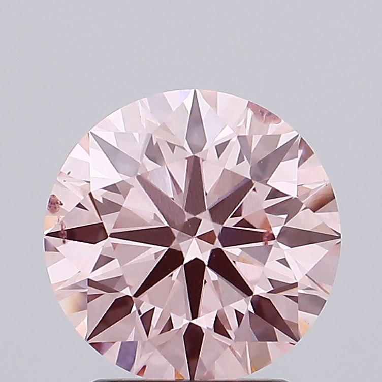 2.42 carat fancy intense pink round lab grown diamond SI1 clarity